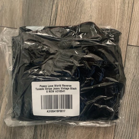 NWT PEACE LOVE WORLD REVERSE TUXEDO STRIPE VINTAGE‎ BLACK JEANS 6 - Picture 10 of 14